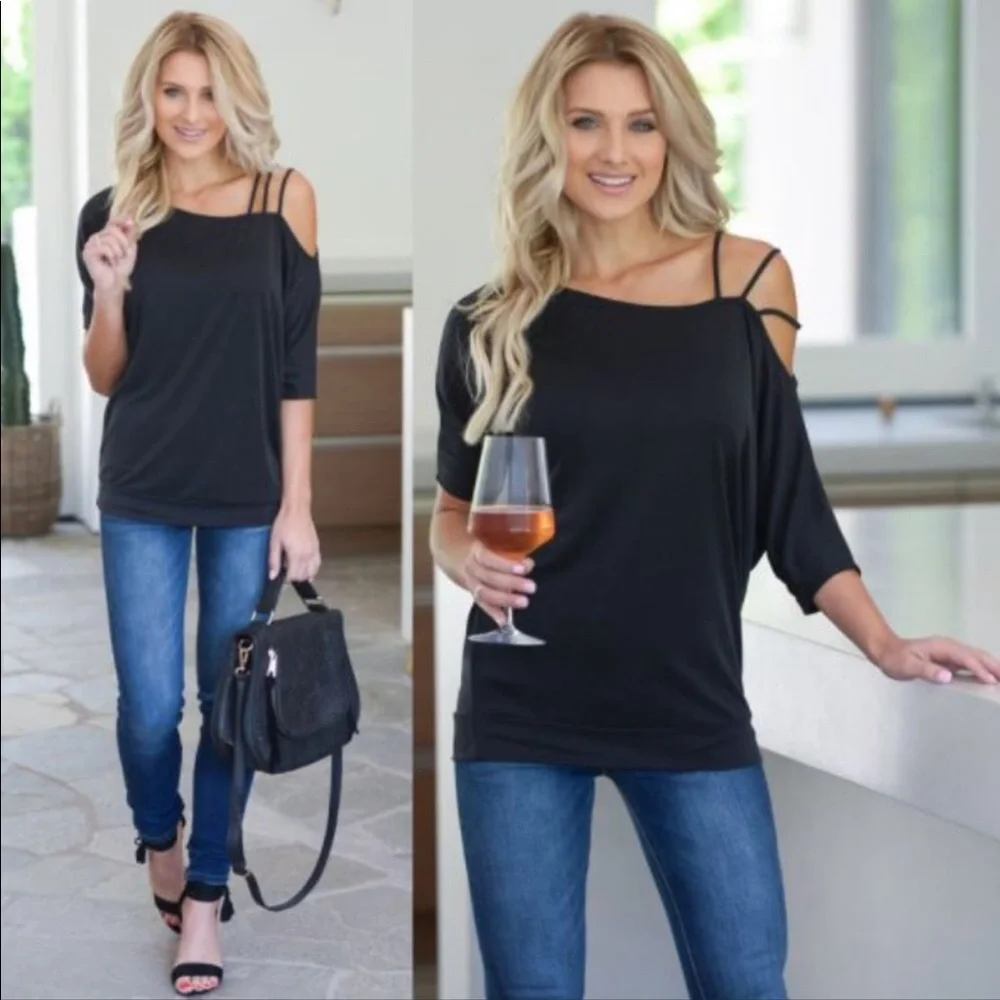 NEW!🔥SALE ((♥️LAST SMALL)NEW!!!!Cold Shoulder Shirt - Picture 1 of 2